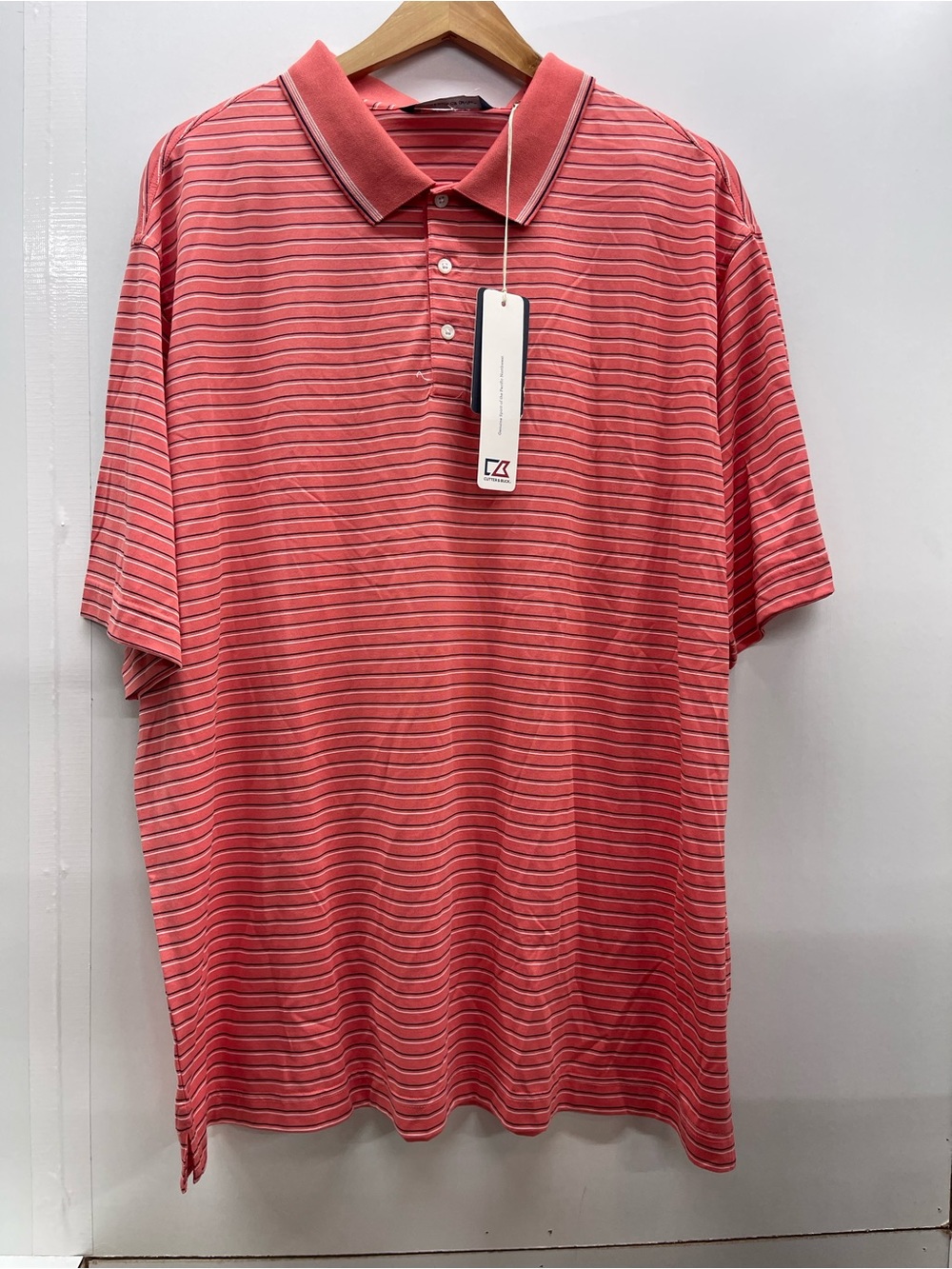 Cutter & Buck Forge Eco Double Stripe Stretch Recycled Mens Polo. 